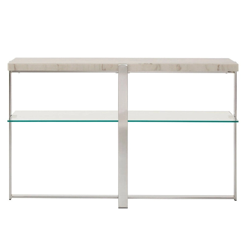 Table de canapé à plateau en marbre et cadre chromé