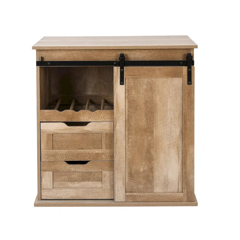 Meuble à vin et de rangement en bois manufacturé, finition chêne naturel