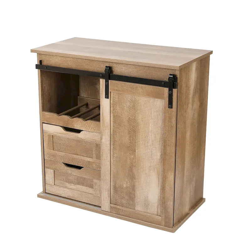 Meuble à vin et de rangement en bois manufacturé, finition chêne naturel