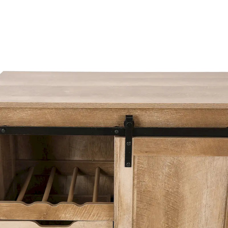 Meuble à vin et de rangement en bois manufacturé, finition chêne naturel