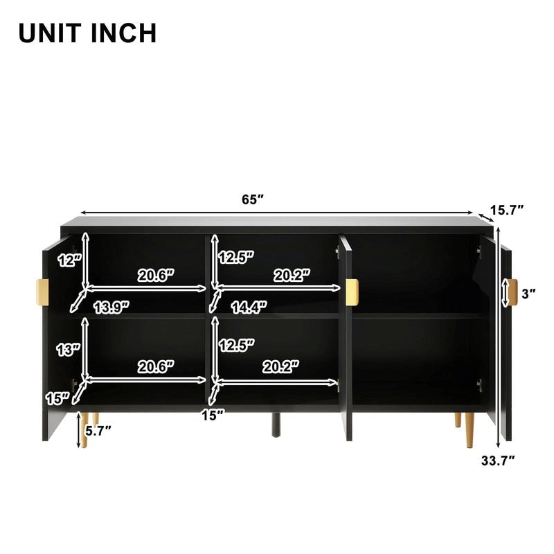 Console de 70 pouces de large avec étagères réglables