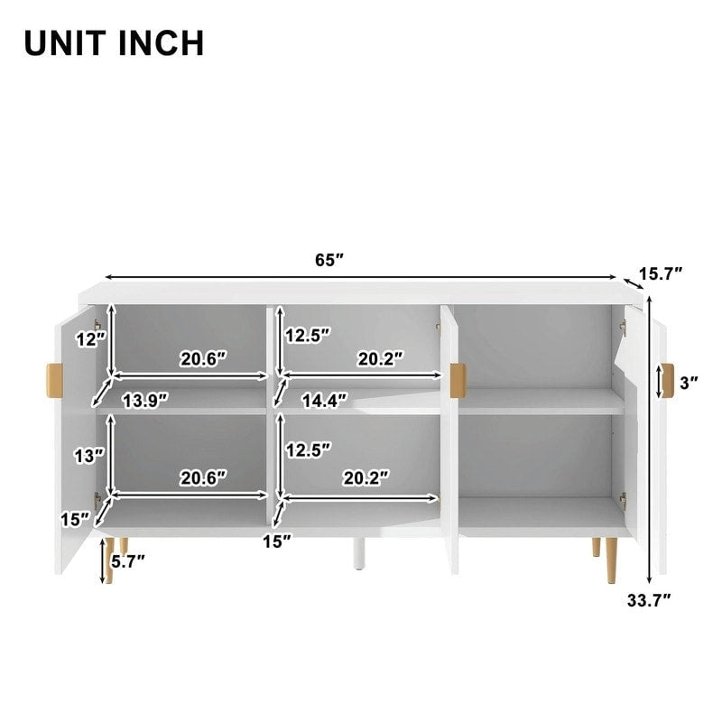 Console de 70 pouces de large avec étagères réglables