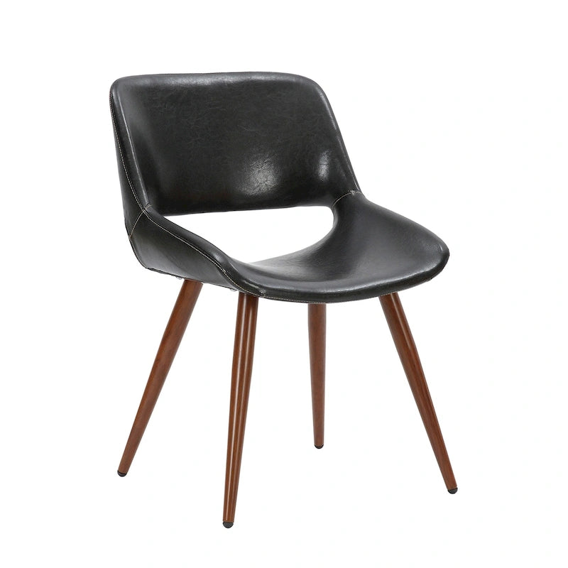 Chaise de salle à manger en similicuir style Mid-Century avec pieds en métal