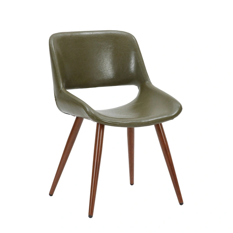 Chaise de salle à manger en similicuir style Mid-Century avec pieds en métal