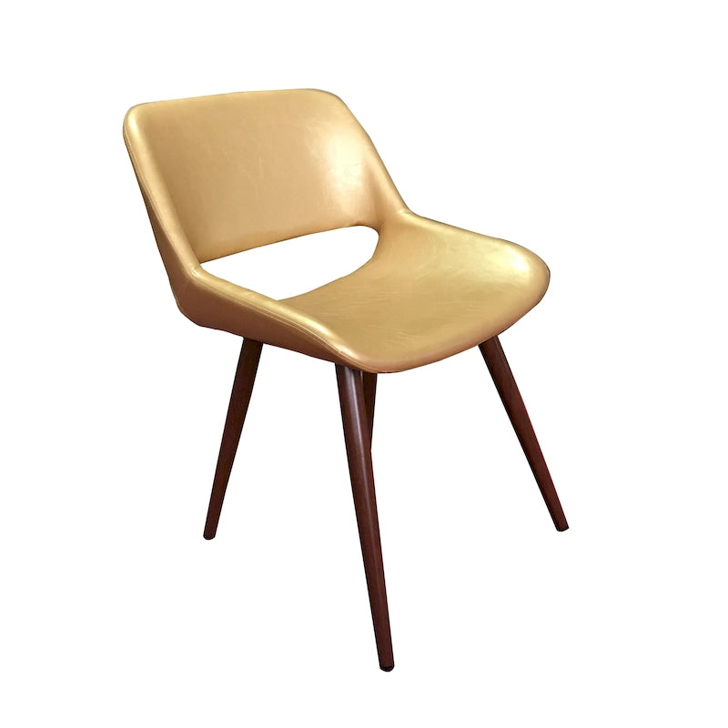 Chaise de salle à manger en similicuir style Mid-Century avec pieds en métal