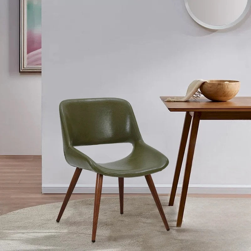Chaise de salle à manger en similicuir style Mid-Century avec pieds en métal