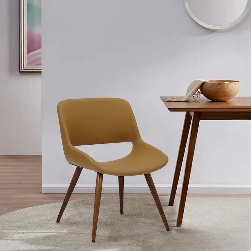 Chaise de salle à manger en similicuir style Mid-Century avec pieds en métal