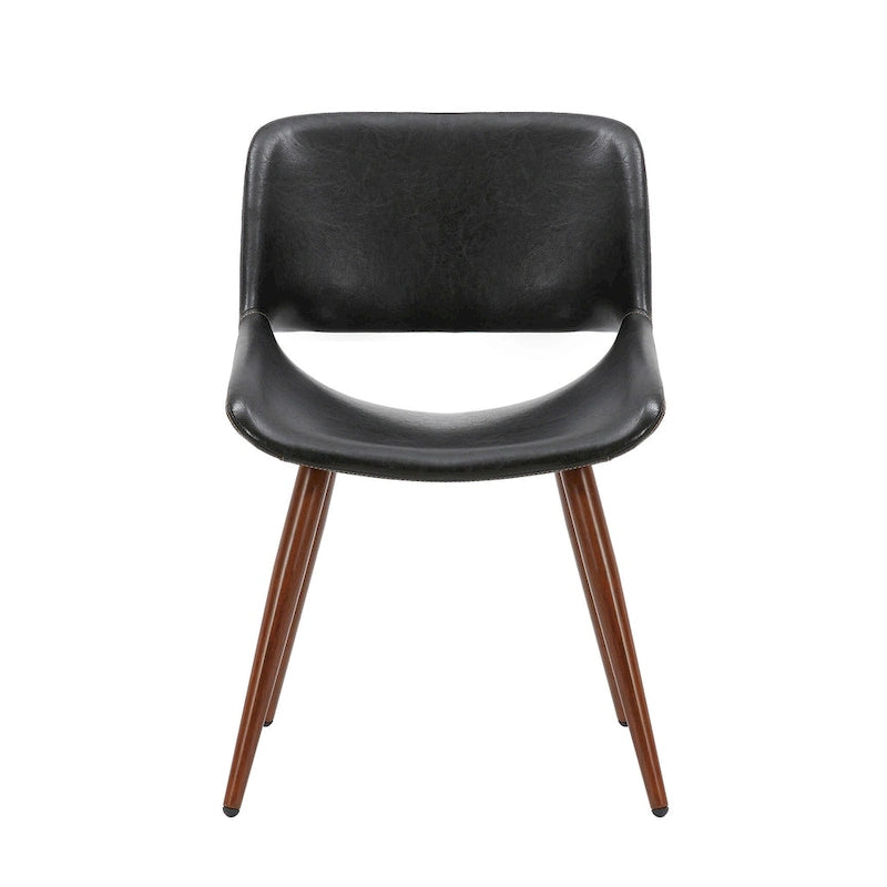Chaise de salle à manger en similicuir style Mid-Century avec pieds en métal