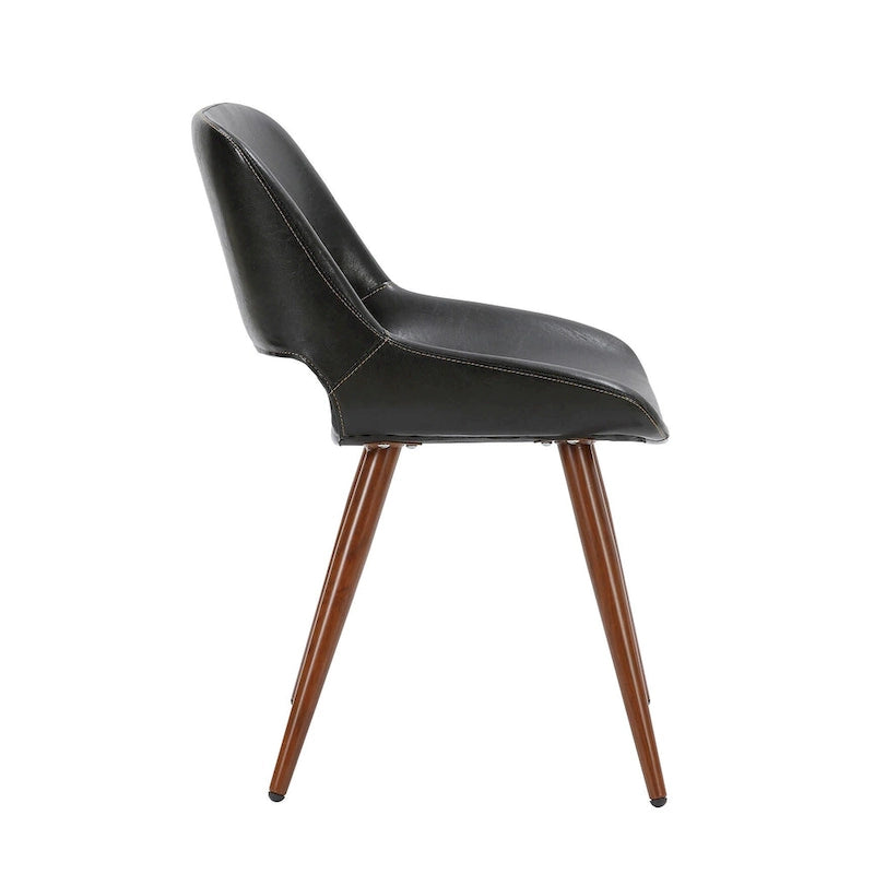 Chaise de salle à manger en similicuir style Mid-Century avec pieds en métal