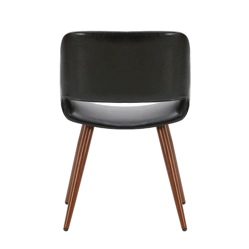 Chaise de salle à manger en similicuir style Mid-Century avec pieds en métal