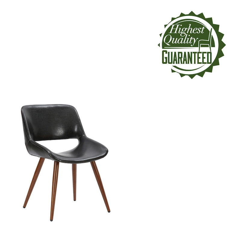 Chaise de salle à manger en similicuir style Mid-Century avec pieds en métal