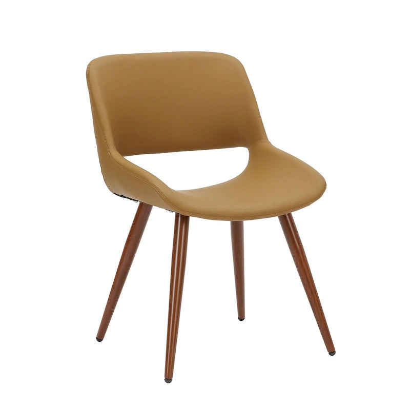 Chaise de salle à manger en similicuir style Mid-Century avec pieds en métal