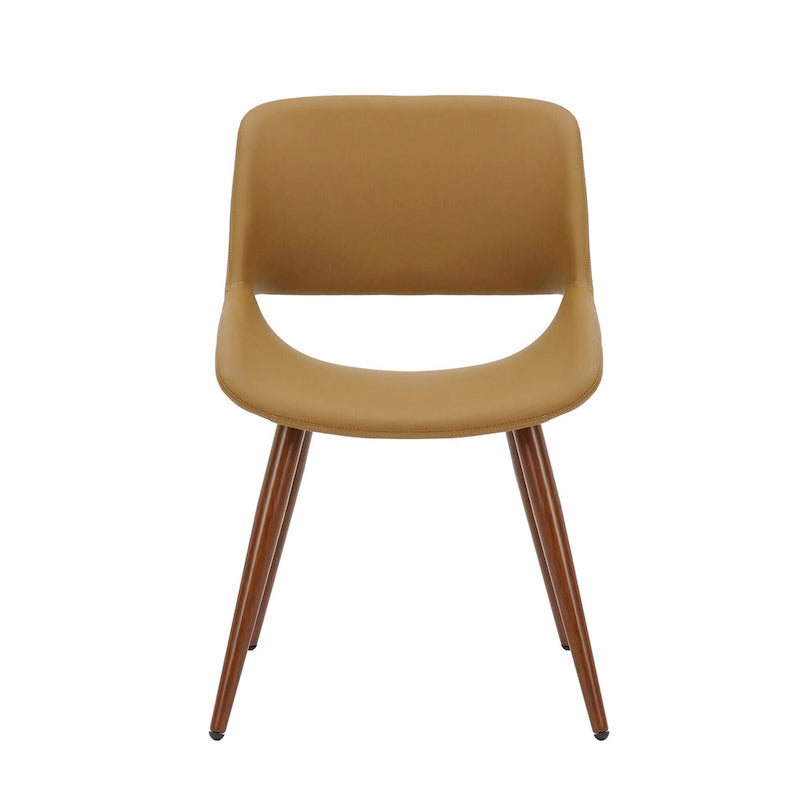 Chaise de salle à manger en similicuir style Mid-Century avec pieds en métal