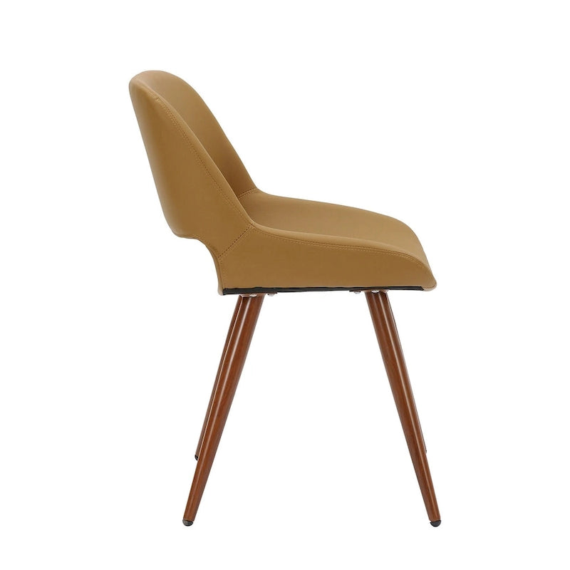 Chaise de salle à manger en similicuir style Mid-Century avec pieds en métal