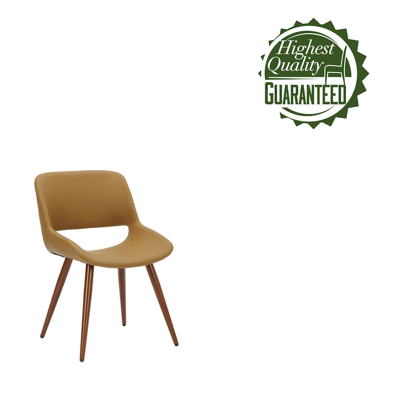 Chaise de salle à manger en similicuir style Mid-Century avec pieds en métal