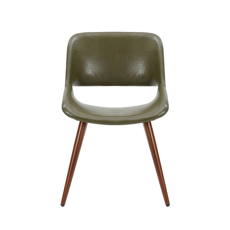 Chaise de salle à manger en similicuir style Mid-Century avec pieds en métal