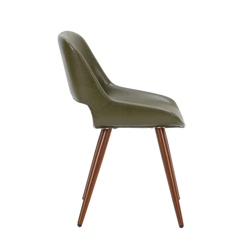 Chaise de salle à manger en similicuir style Mid-Century avec pieds en métal