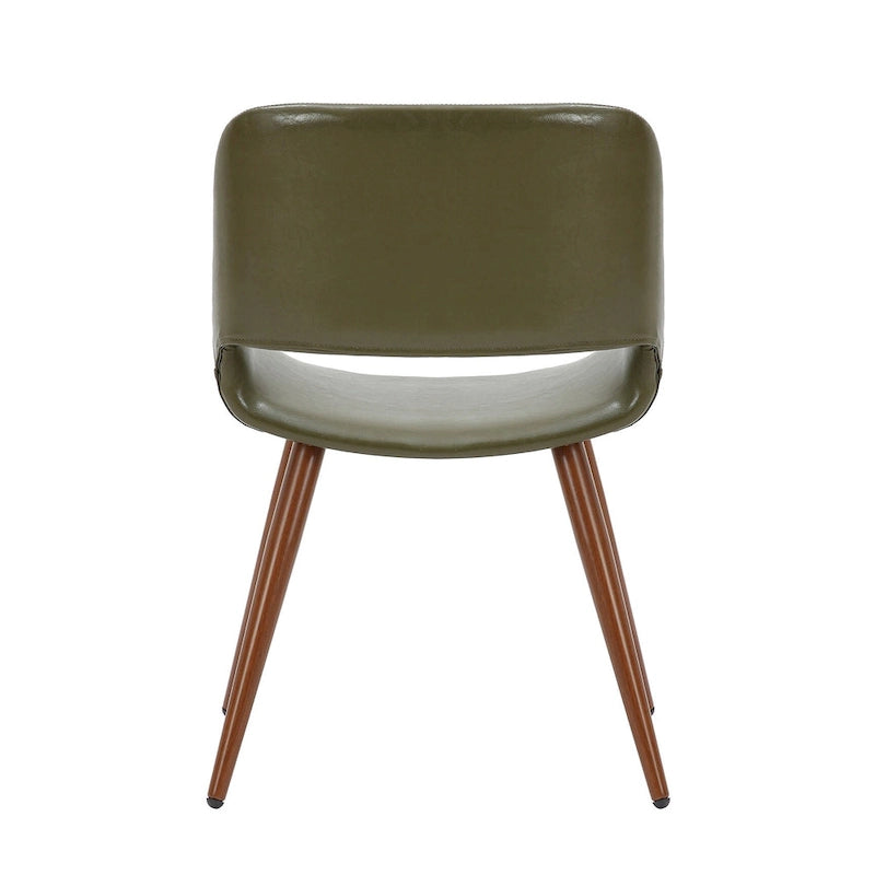 Chaise de salle à manger en similicuir style Mid-Century avec pieds en métal