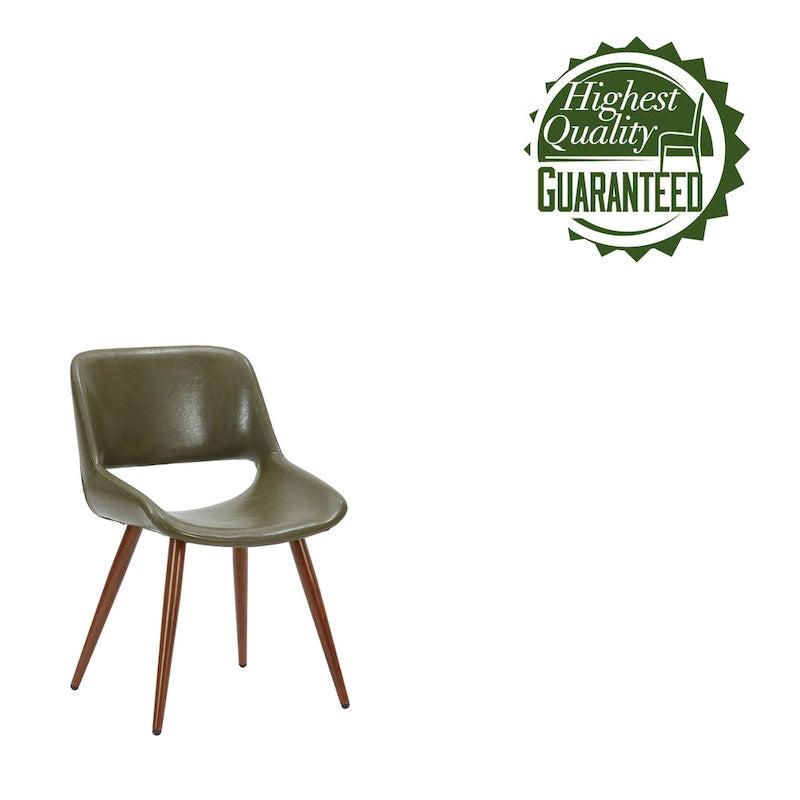 Chaise de salle à manger en similicuir style Mid-Century avec pieds en métal