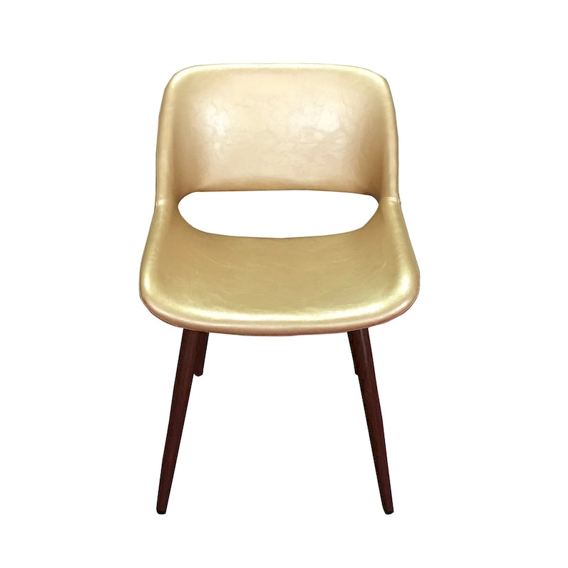 Chaise de salle à manger en similicuir style Mid-Century avec pieds en métal