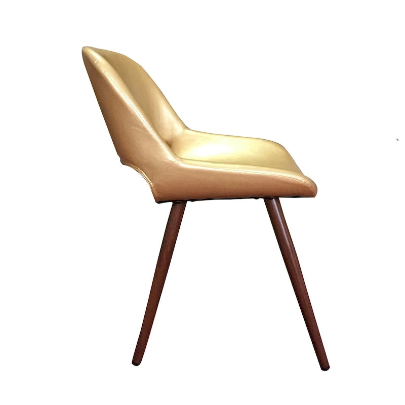 Chaise de salle à manger en similicuir style Mid-Century avec pieds en métal