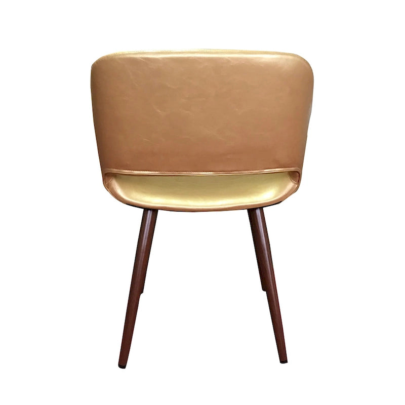 Chaise de salle à manger en similicuir style Mid-Century avec pieds en métal
