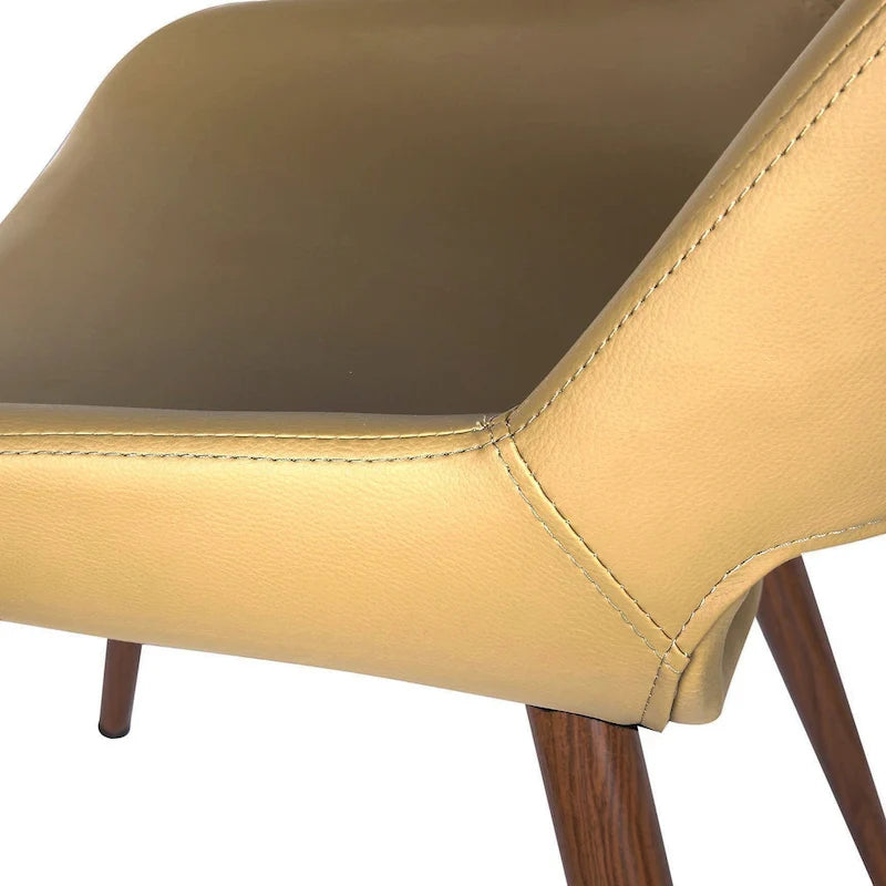 Chaise de salle à manger en similicuir style Mid-Century avec pieds en métal
