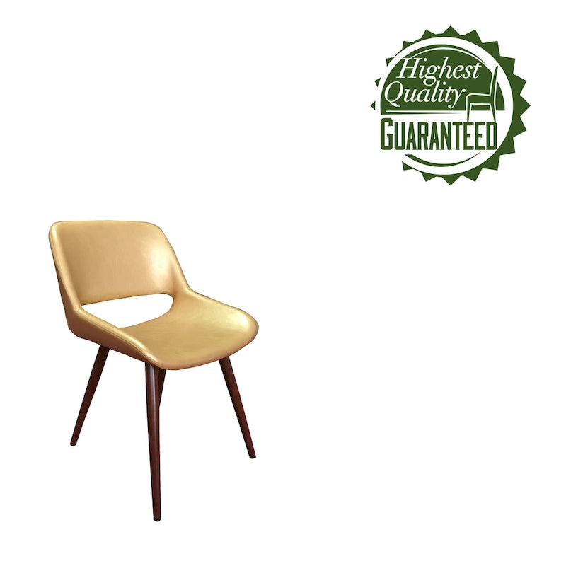 Chaise de salle à manger en similicuir style Mid-Century avec pieds en métal