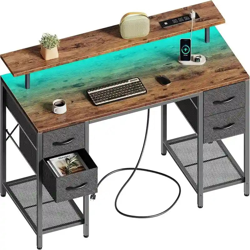 Bureau informatique de 119 cm avec 4 tiroirs