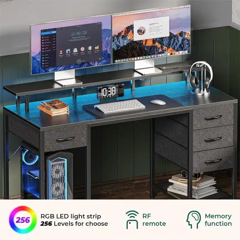 Bureau informatique de 119 cm avec 4 tiroirs