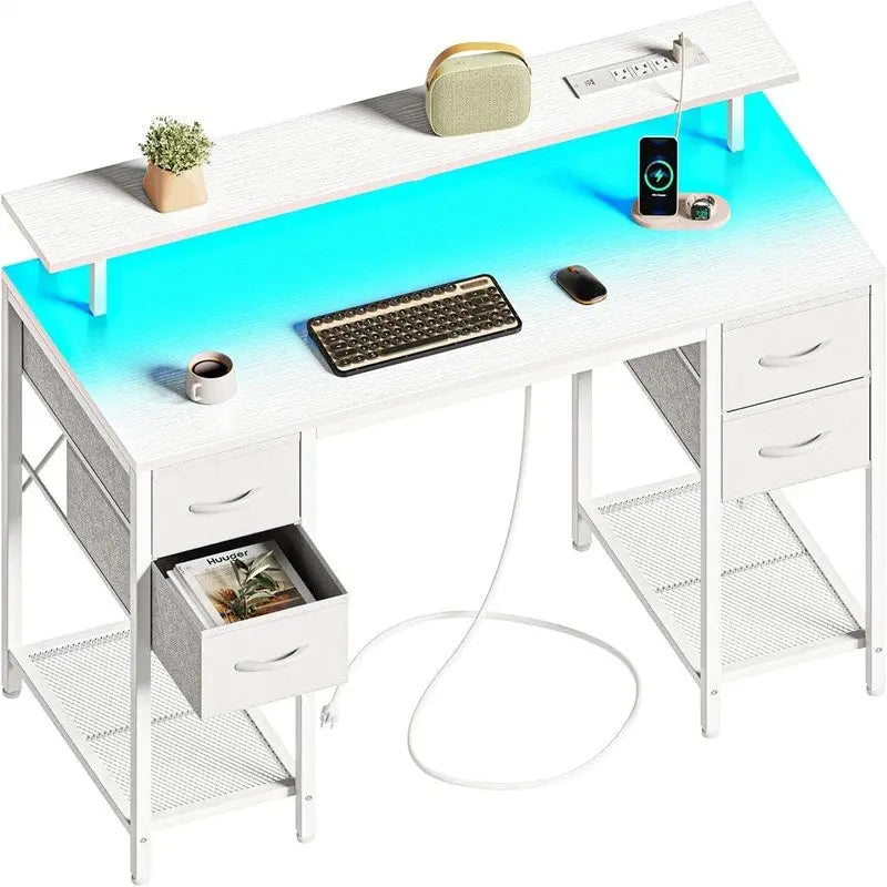 Bureau informatique de 119 cm avec 4 tiroirs