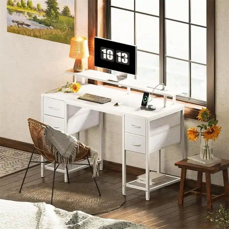 Bureau informatique de 119 cm avec 4 tiroirs