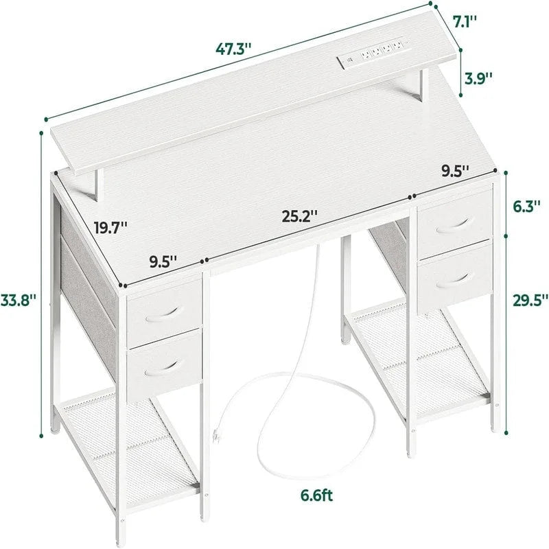 Bureau informatique de 119 cm avec 4 tiroirs