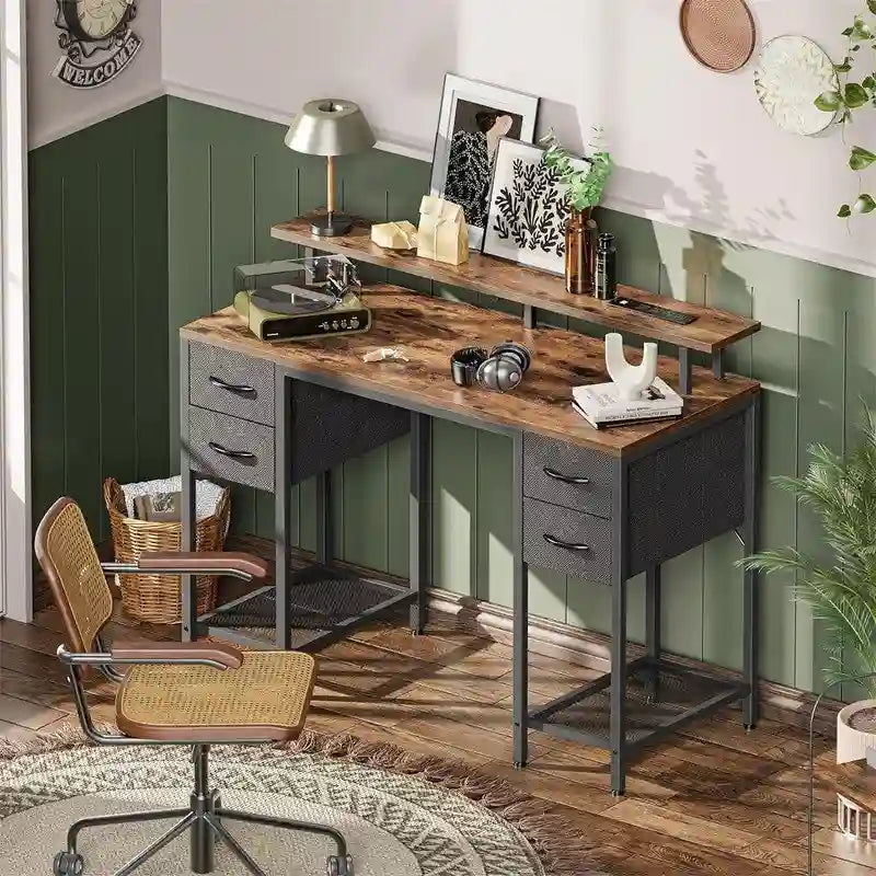 Bureau informatique de 119 cm avec 4 tiroirs