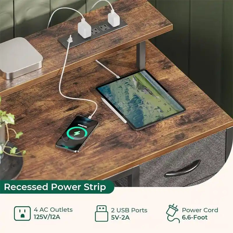 Bureau informatique de 119 cm avec 4 tiroirs