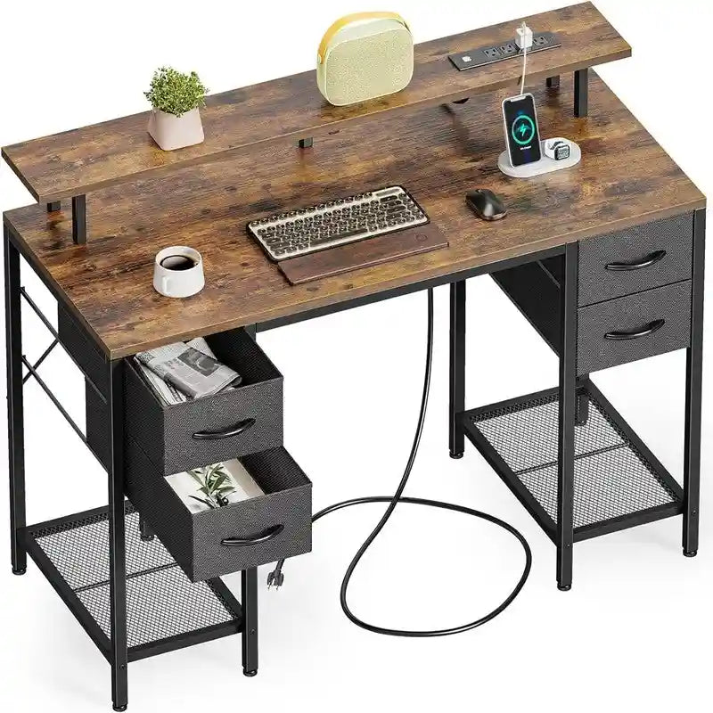 Bureau informatique de 119 cm avec 4 tiroirs