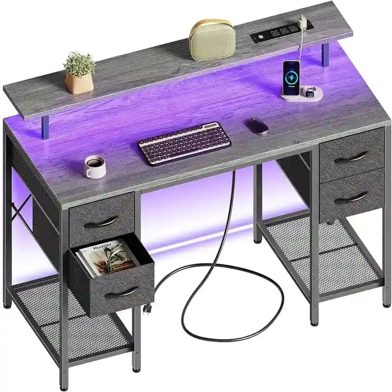 Bureau informatique de 119 cm avec 4 tiroirs