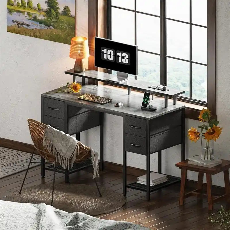 Bureau informatique de 119 cm avec 4 tiroirs