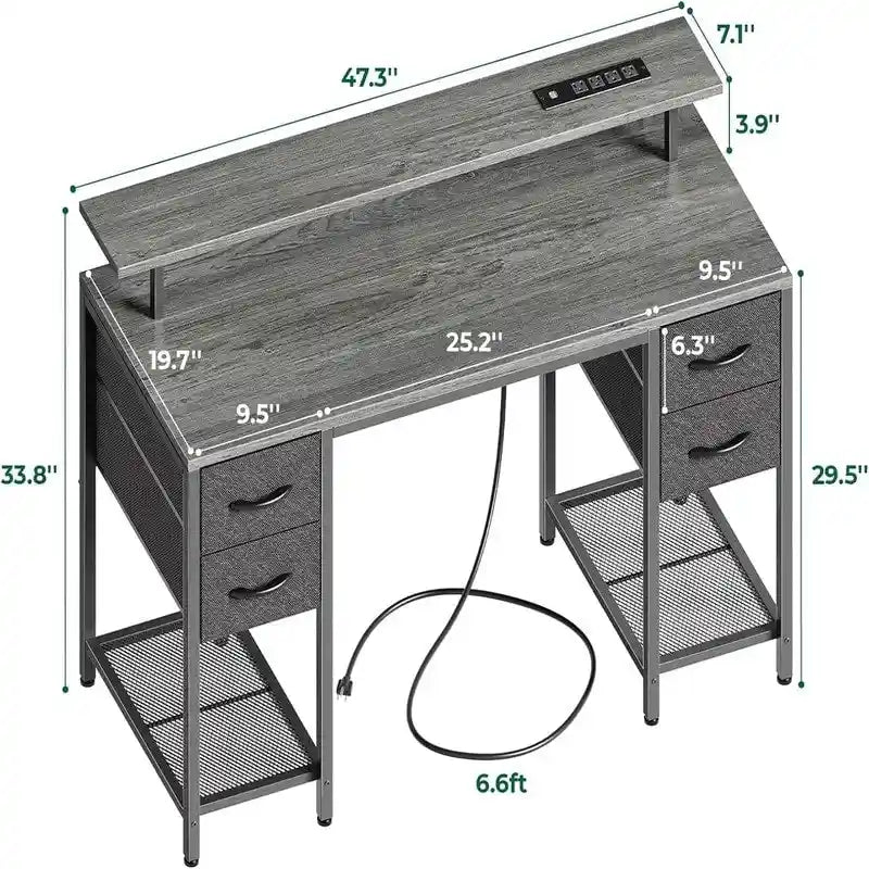 Bureau informatique de 119 cm avec 4 tiroirs