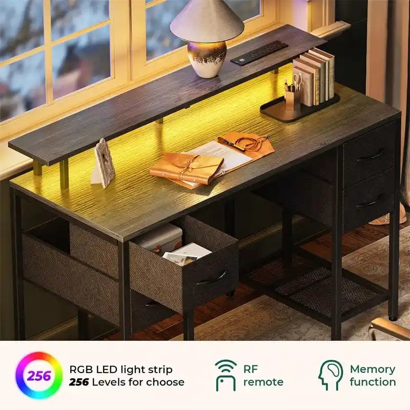 Bureau informatique de 119 cm avec 4 tiroirs