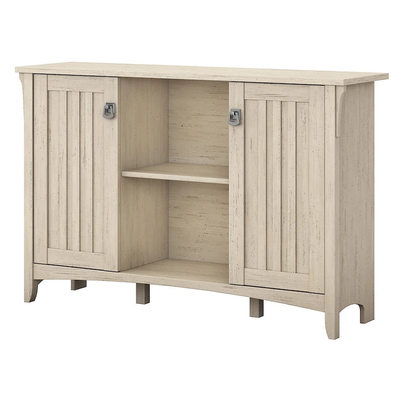 Meuble de rangement blanc antique avec portes - 46.22L x 12.76W x 29.96H - 46.22L x 12.76W x 29.96H