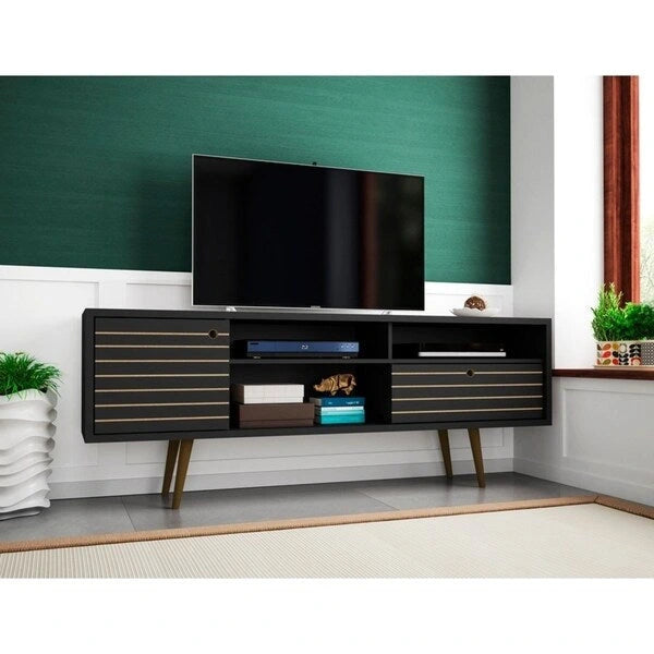 Meuble TV 4 étagères style moderne du milieu du siècle, 180 cm