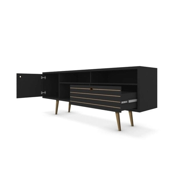 Meuble TV 4 étagères style moderne du milieu du siècle, 180 cm