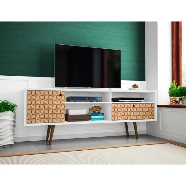 Meuble TV 4 étagères style moderne du milieu du siècle, 180 cm