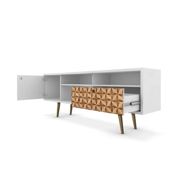 Meuble TV 4 étagères style moderne du milieu du siècle, 180 cm