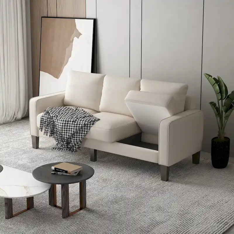 Canapé de salon moderne en tissu beige