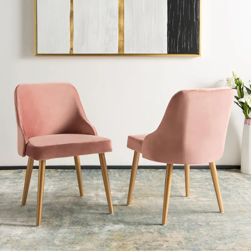 Chaise de salle à manger rembourrée – Gris / Or (Lot de 2) – 21 x 22 x 31 – 21L x 22P x 31H