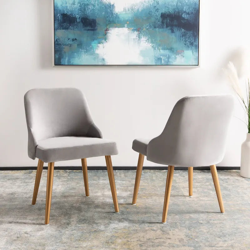 Chaise de salle à manger rembourrée – Gris / Or (Lot de 2) – 21 x 22 x 31 – 21L x 22P x 31H