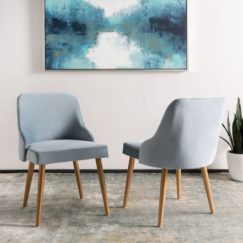 Chaise de salle à manger rembourrée – Gris / Or (Lot de 2) – 21 x 22 x 31 – 21L x 22P x 31H
