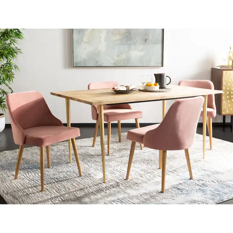 Chaise de salle à manger rembourrée – Gris / Or (Lot de 2) – 21 x 22 x 31 – 21L x 22P x 31H